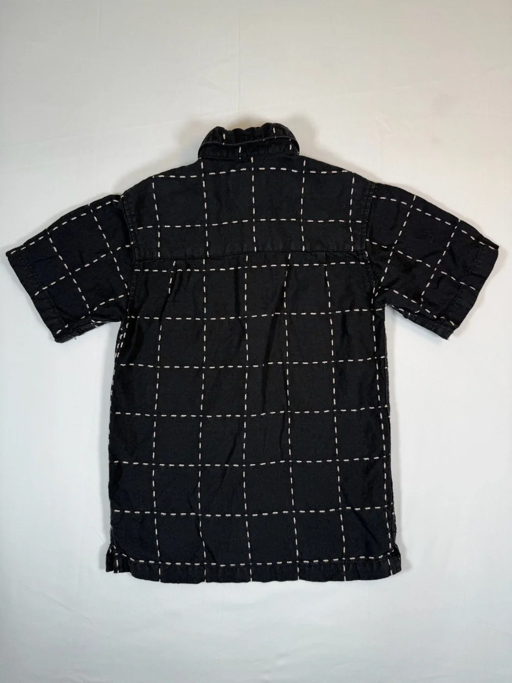 NWOT J.M.P. Boys 7 Linen Button Front Windowpane Coastal Resort Minimalist NEW